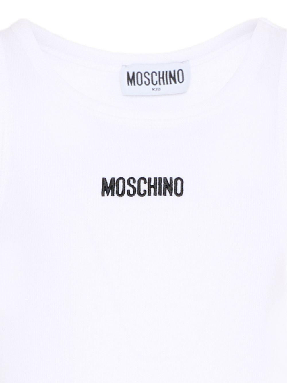 Canotta per bambina Moschino Kids bianca con logo sul davanti HAM06MLBA39 10101 MOSCHINO KIDS