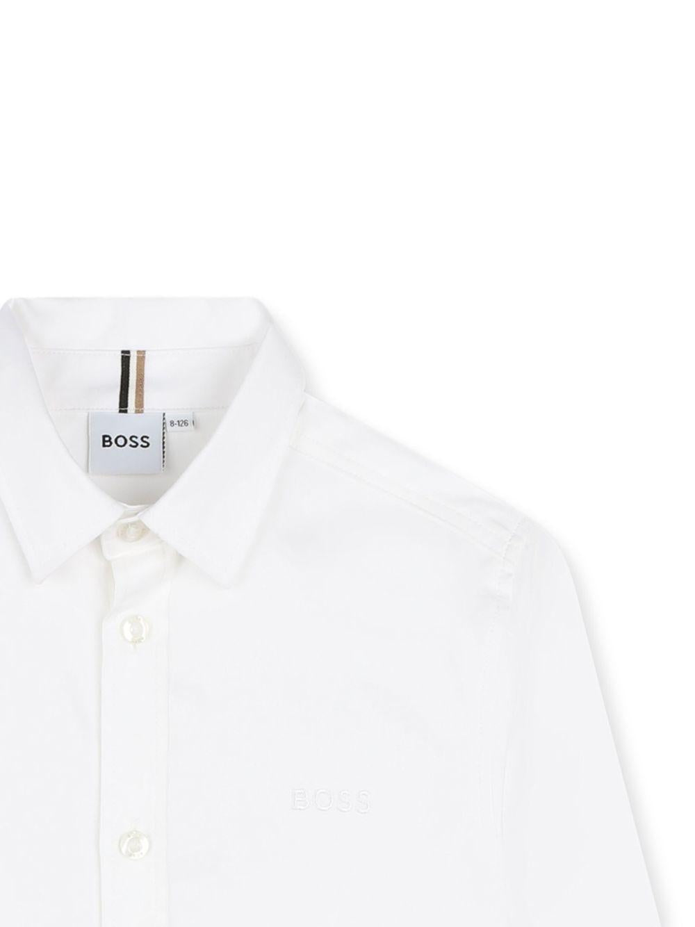 Camicia per bambino Boss Kids bianca con logo ricamato J52675 10P BOSS KIDS