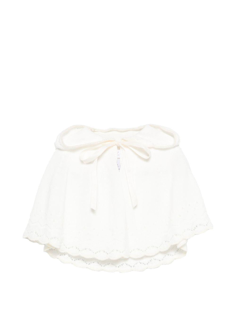 Mantellina per neonata Paz Rodriguez bianca con cappuccio 019-123243 6062 PaZ RODRIGUEZ KIDS
