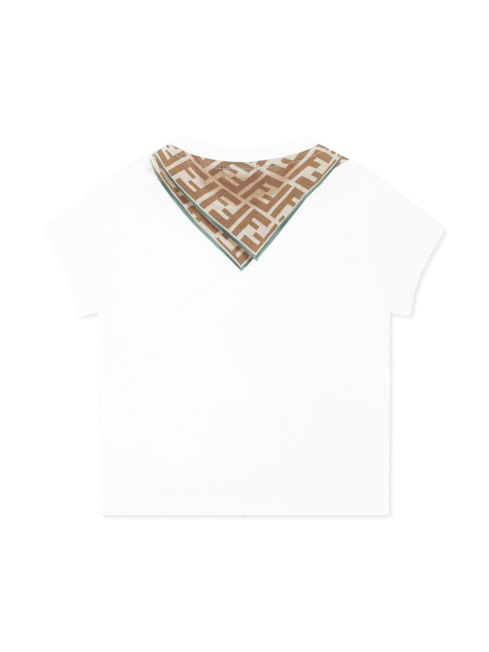 T-shirt per neonata Fendi Kids bianco con stampa foulard con monogramma BMI258 7AJ F0TU9 FENDI KIDS