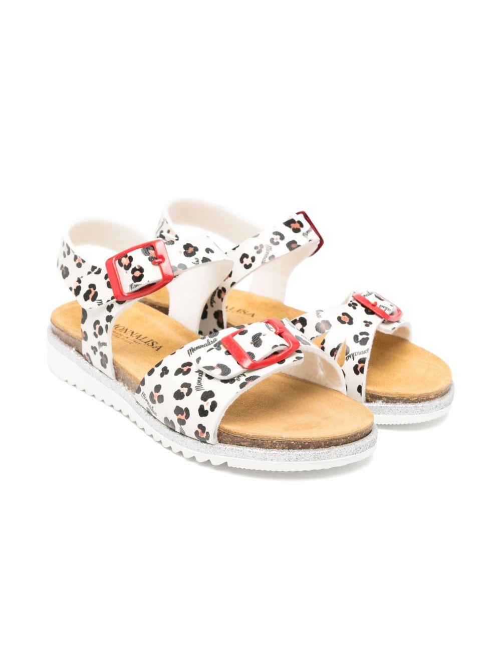 Sandali per bambina Monnalisa beige con stampa leopardata 8CE012 5720 0080 MONNALISA KIDS