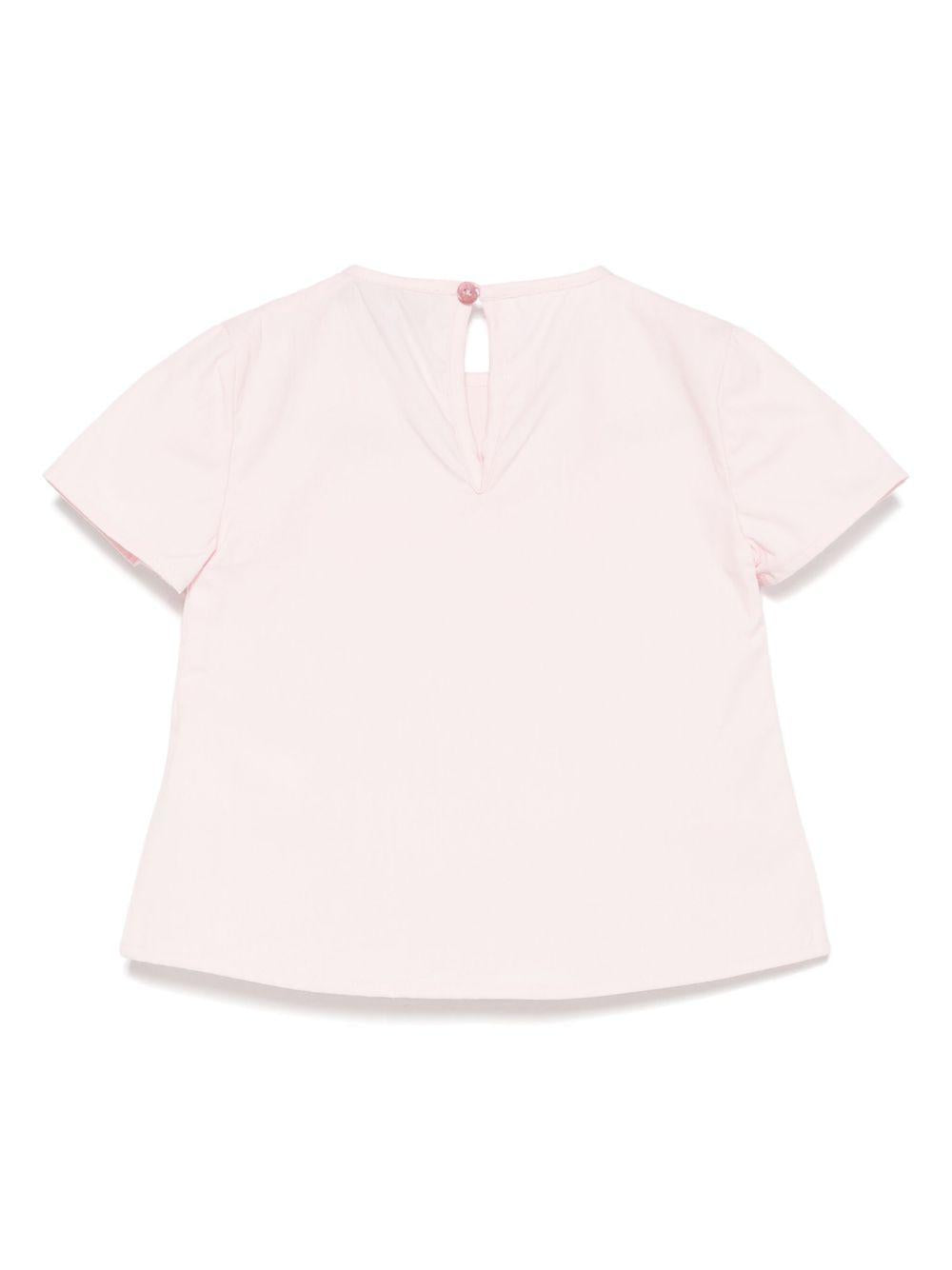 T-shirt per neonata A'lapage rosa in cotone con dettaglio fiocchi AL09 ROSA A'LAPAGE