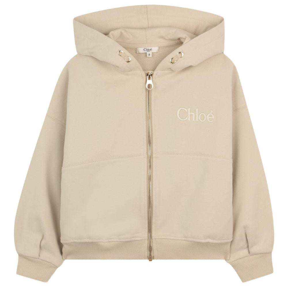 Felpa per bambina Chloé Kids beige con cappuccio C20840 72J CHLOE' KIDS