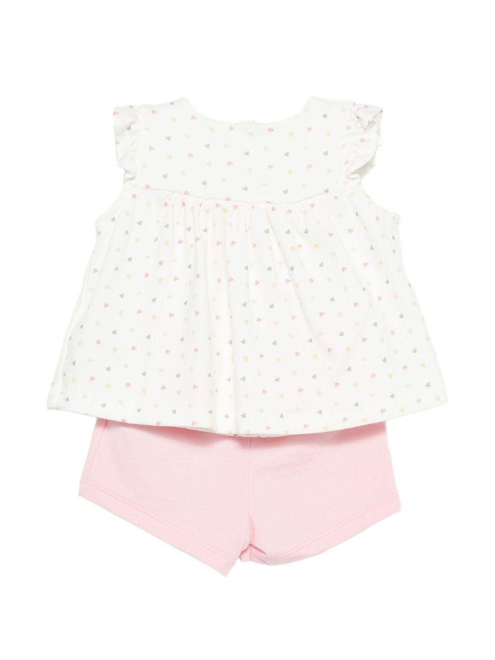 Set top e shorts per neonata Petit Bateau multicolore con stampa a cuori A0EZ4 01 PETIT BATEAU KIDS
