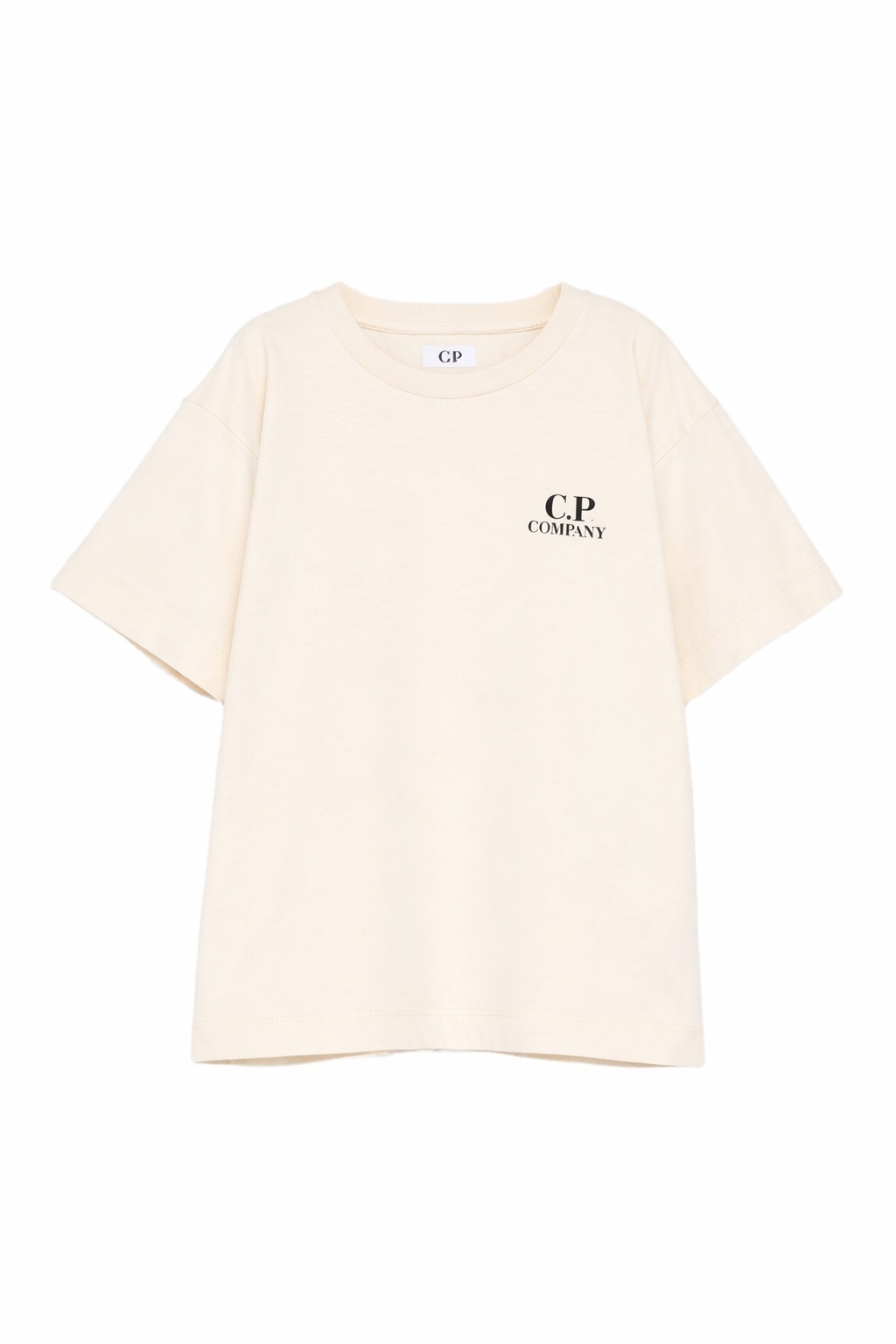 T-shirt per bambino C.P. Company Kids beige con logo sul davanti CUM00WLAA17 10203 C.P.COMPANY KIDS