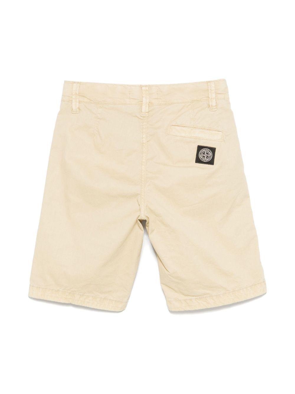 Shorts in gabardine per bambino Stone Island Junior beige con passanti K1S16L100003S0009 V0195 STONE ISLAND JUNIOR