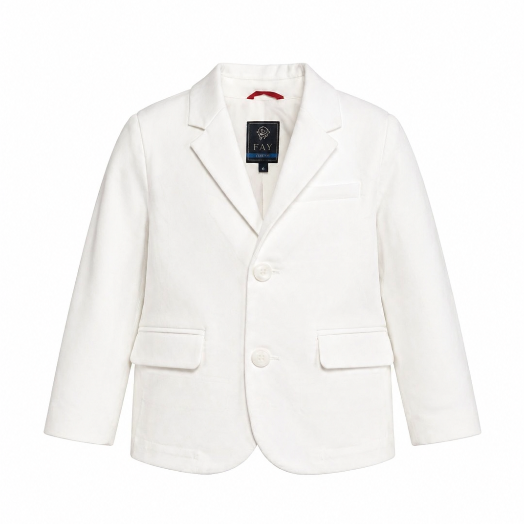 Blazer per bambino Fay Kids bianco con tasche anteriori con patta FY2Q04 G0019 101 FAY KIDS