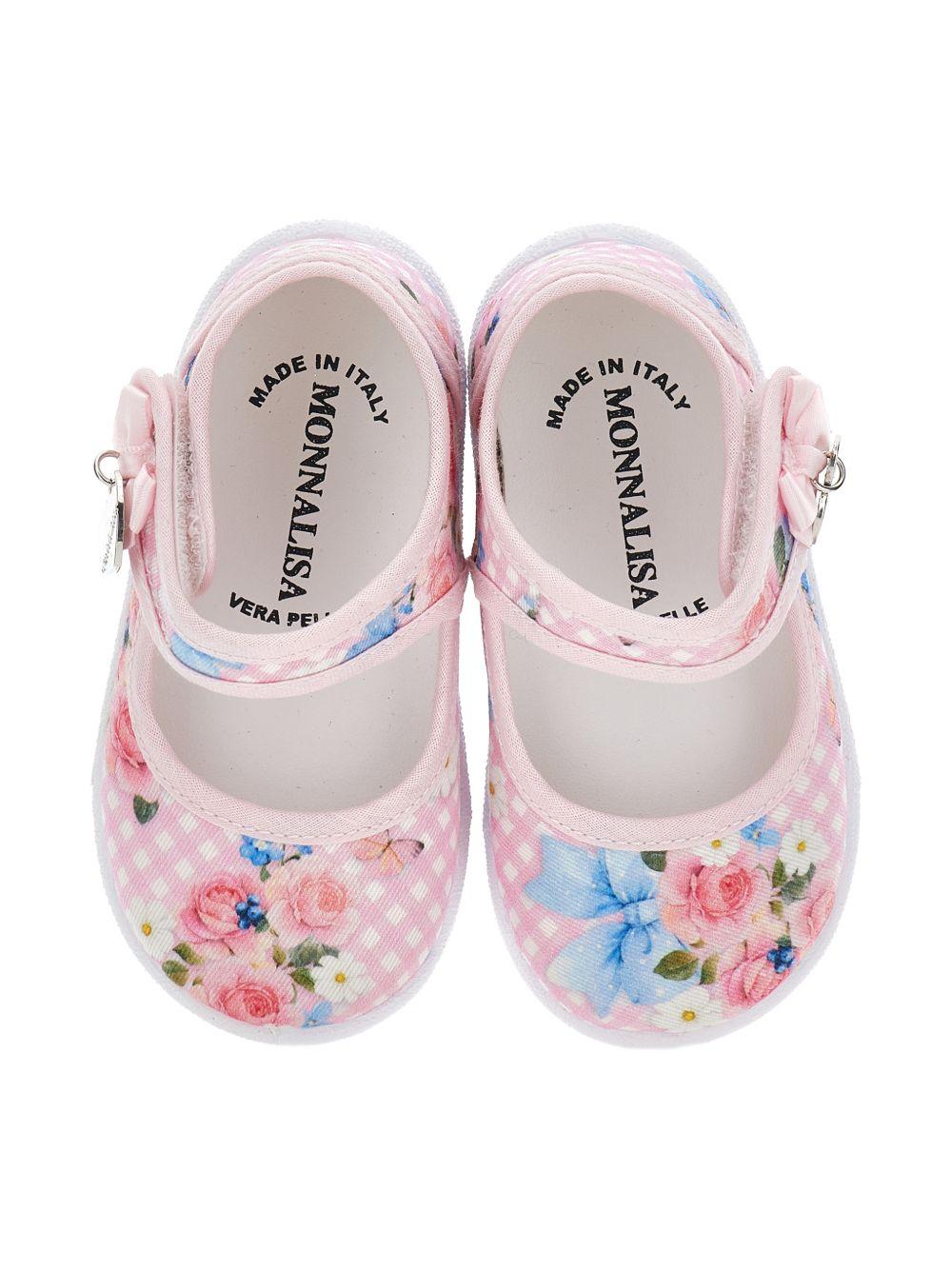 Ballerine per bambina Monnalisa rosa con stampa grafica floreale 83G000 7659 0090 MONNALISA