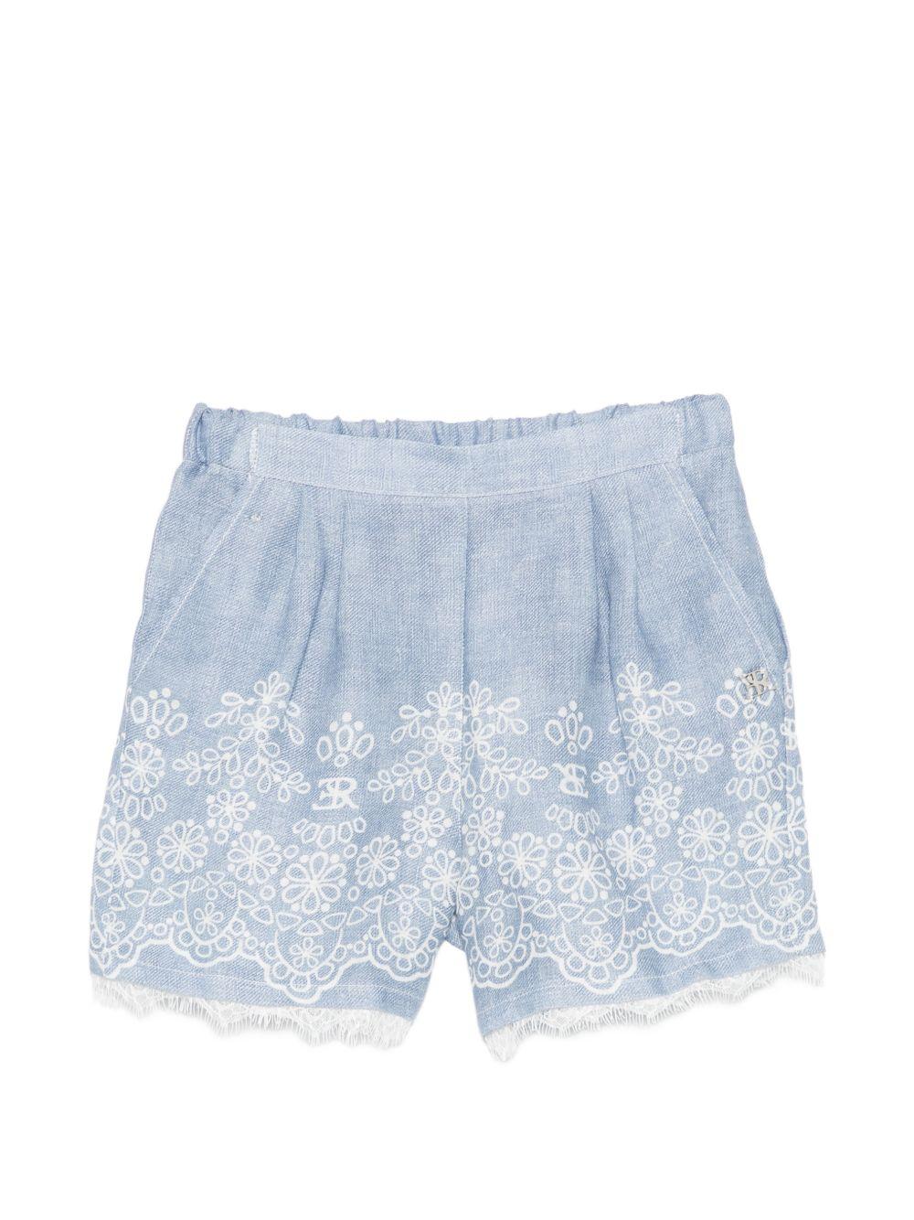 Shorts per bambina Ermanno Scervino Junior in denim con ricamo all-over Z1G414 7672 0062 ERMANNO SCERVINO JUNIOR