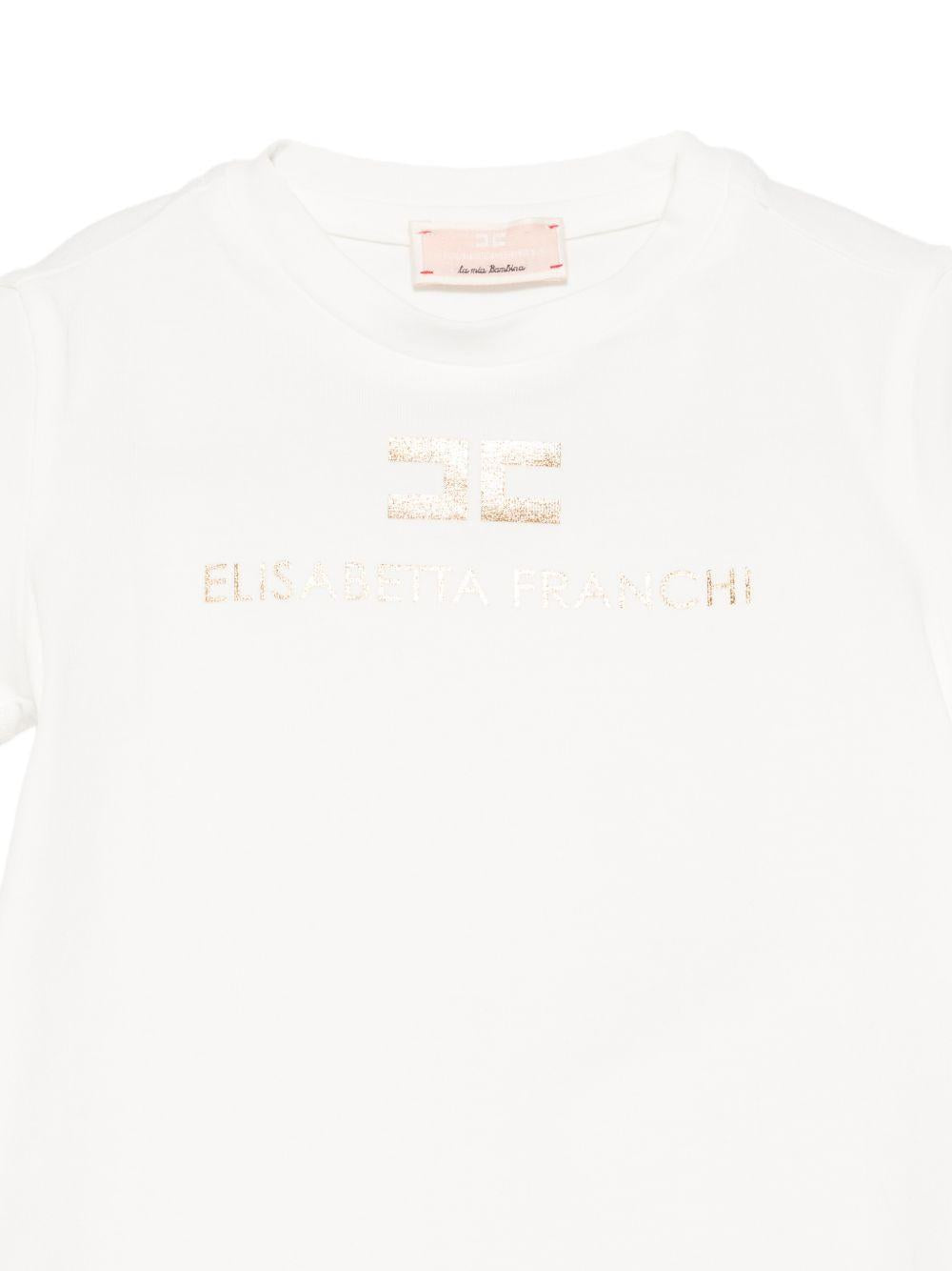 T-shirt per neonata Elisabetta Franchi La Mia Bambina bianca con dettaglio logo EGTS1080JE006 0115 ElISABETTA FRANCHI