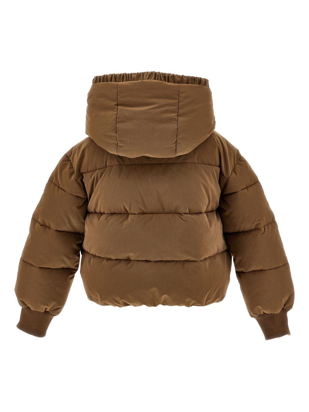 Piumino per bambina Monnalisa marrone con cappuccio 17F103 6022 0006 MONNALISA