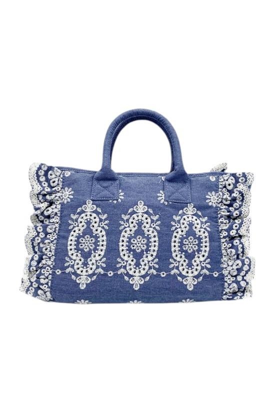 Borsa Colette MC2 Saint Barth denim con decorazione a occhielli COL0027 00485L MC2 ST. BARTH KIDS