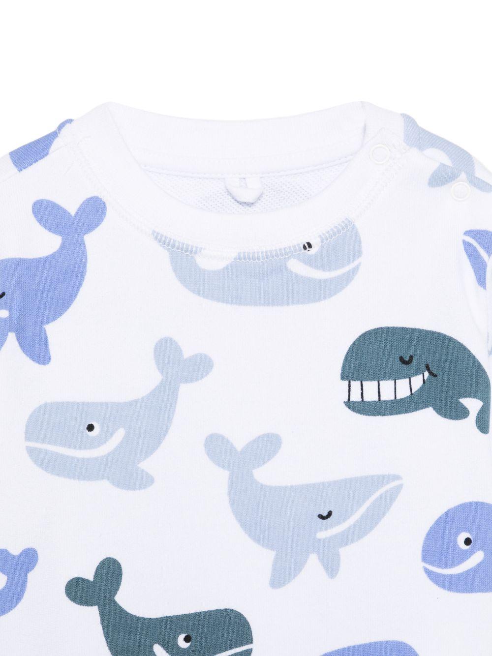 Felpa per neonato Stella McCartney Kids bianca con stampa balene all-over TY4550 Z3567 100MC STELLA McCARTNEY KIDS