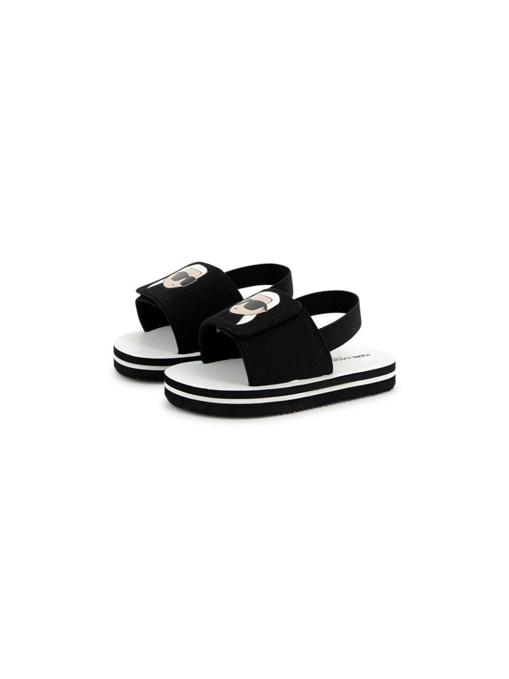 Sandali con stampa Choupette per bambina Karl Lagerfeld Kids nero con soletta con logo Z30384 09B KARL LAGERFELD KIDS