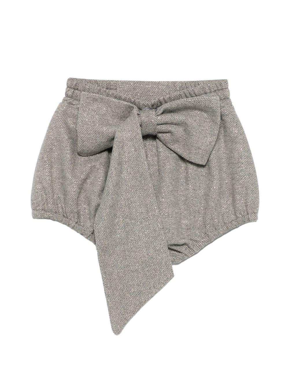 Pantaloncini per bambina Douuod Kids grigi con dettaglio fiocco DZ6A79 E0246 808OR DOUUOD KIDS
