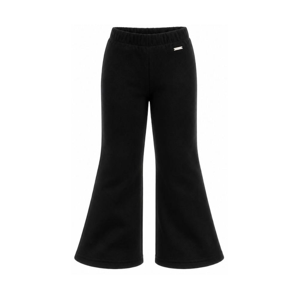 Pantaloni svasati per bambina Monnalisa Kids neri con placca logo 17H403 8220 0050 MONNALISA KIDS