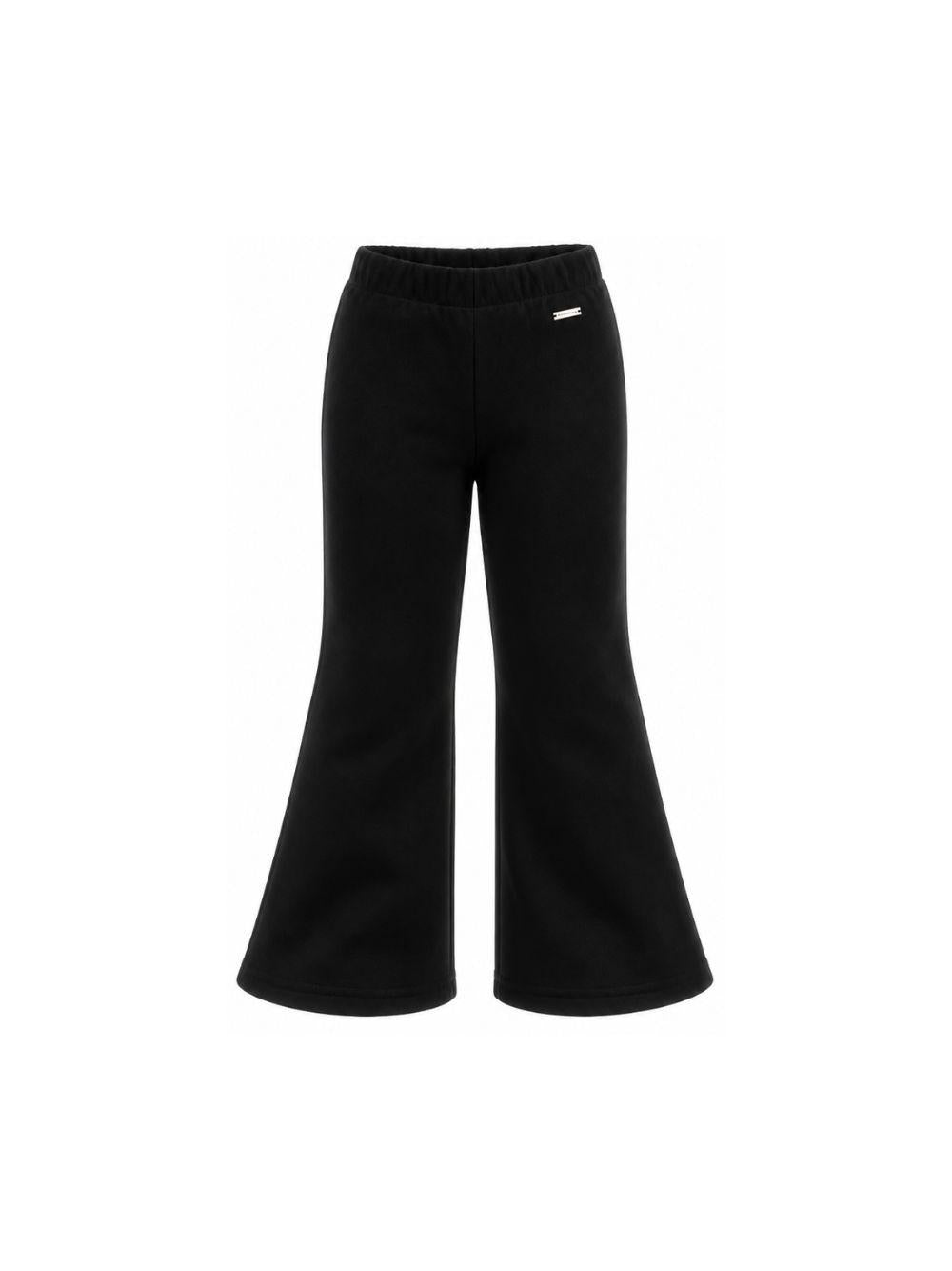 Pantaloni svasati per bambina Monnalisa Kids neri con placca logo 17H403 8220 0050 MONNALISA KIDS