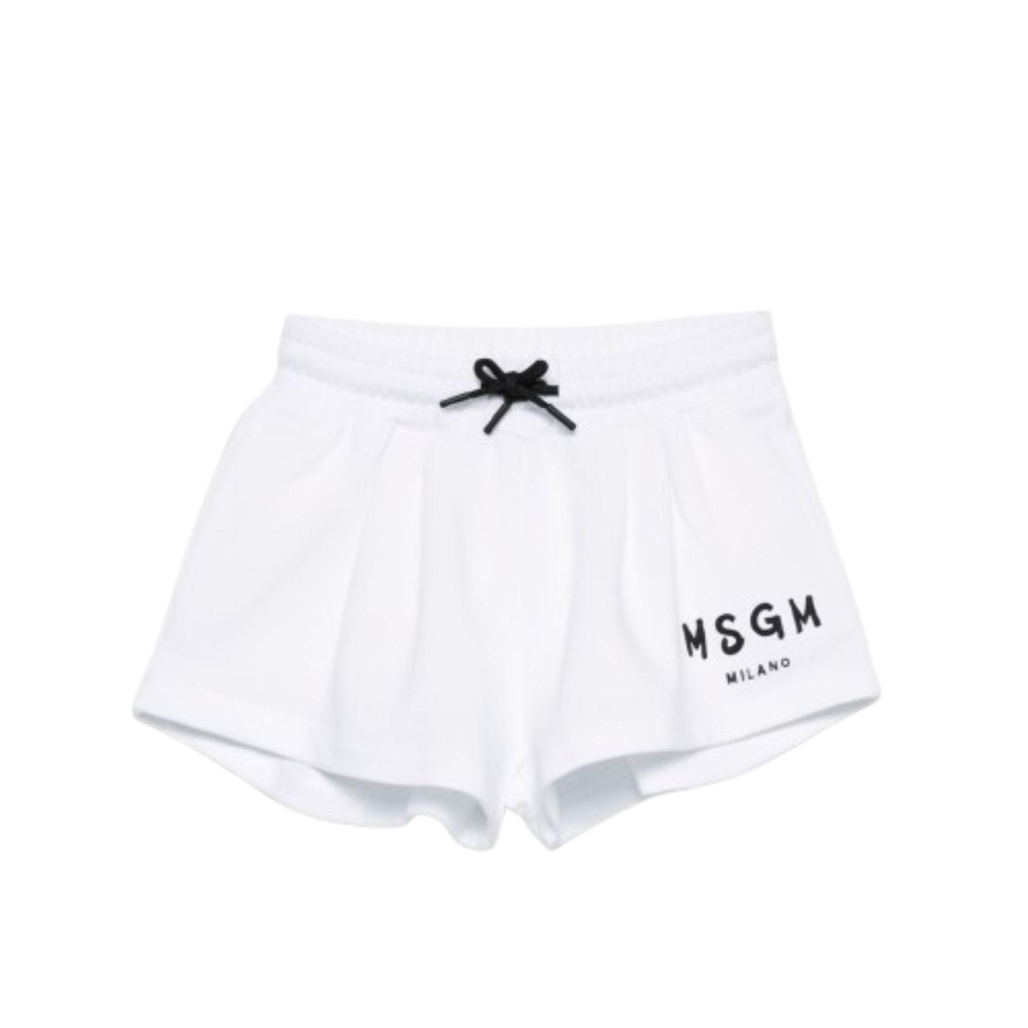 Shorts per bambina MSGM Kids bianchi con dettagli a contrasto S6MSJGSH066 001 MSGM KIDS