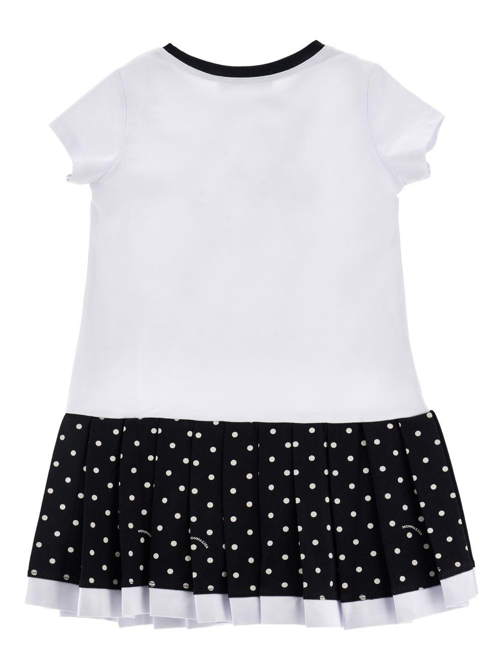 Abito per bambina Monnalisa bianco e nero con stampa cagnolina 19G919 7032 9950 MONNALISA