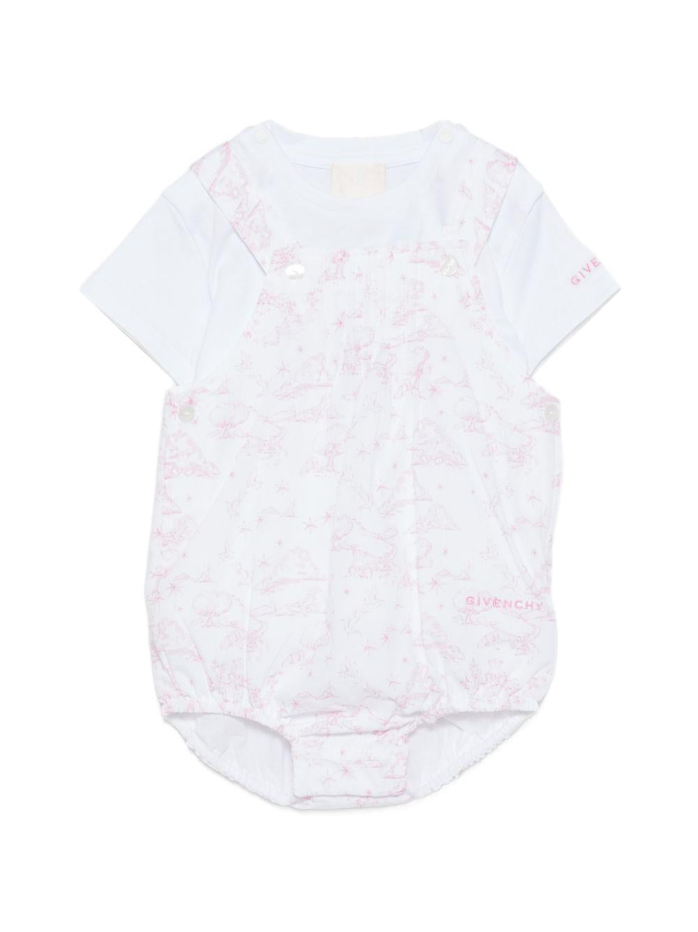 Set t-shirt e tutina per neonata Givenchy Kids rosa con stampa grafica all-over H31267 N54 GIVENCHY KIDS
