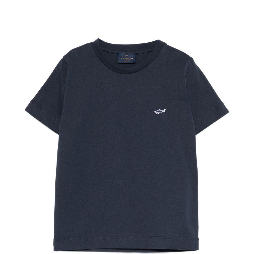 T-shirt per bambino Paul & Shark Kids blu con dettaglio squalo sul davanti WUM004LAA54 42370 PAUL & SHARK KIDS