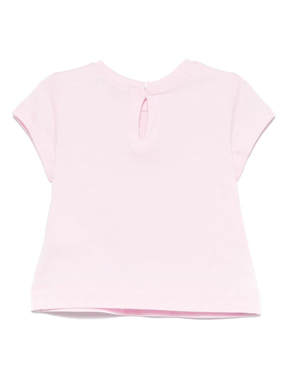 T-shirt per neonata Monnalisa rosa in jersey con stampa bouquet 39E612 5002 0090 MONNALISA KIDS