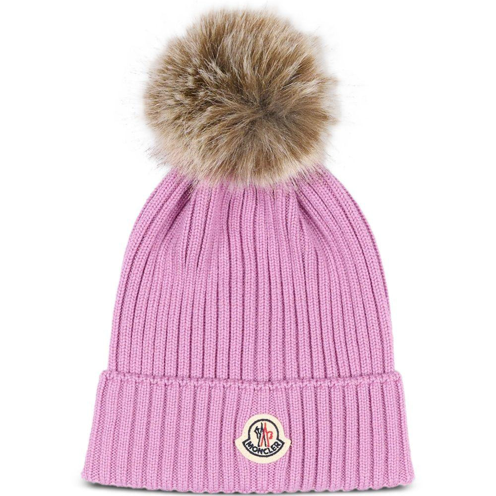 Berretto per bambina Moncler Enfant rosa con pompon L29543B00007A9327 522 MONCLER KIDS