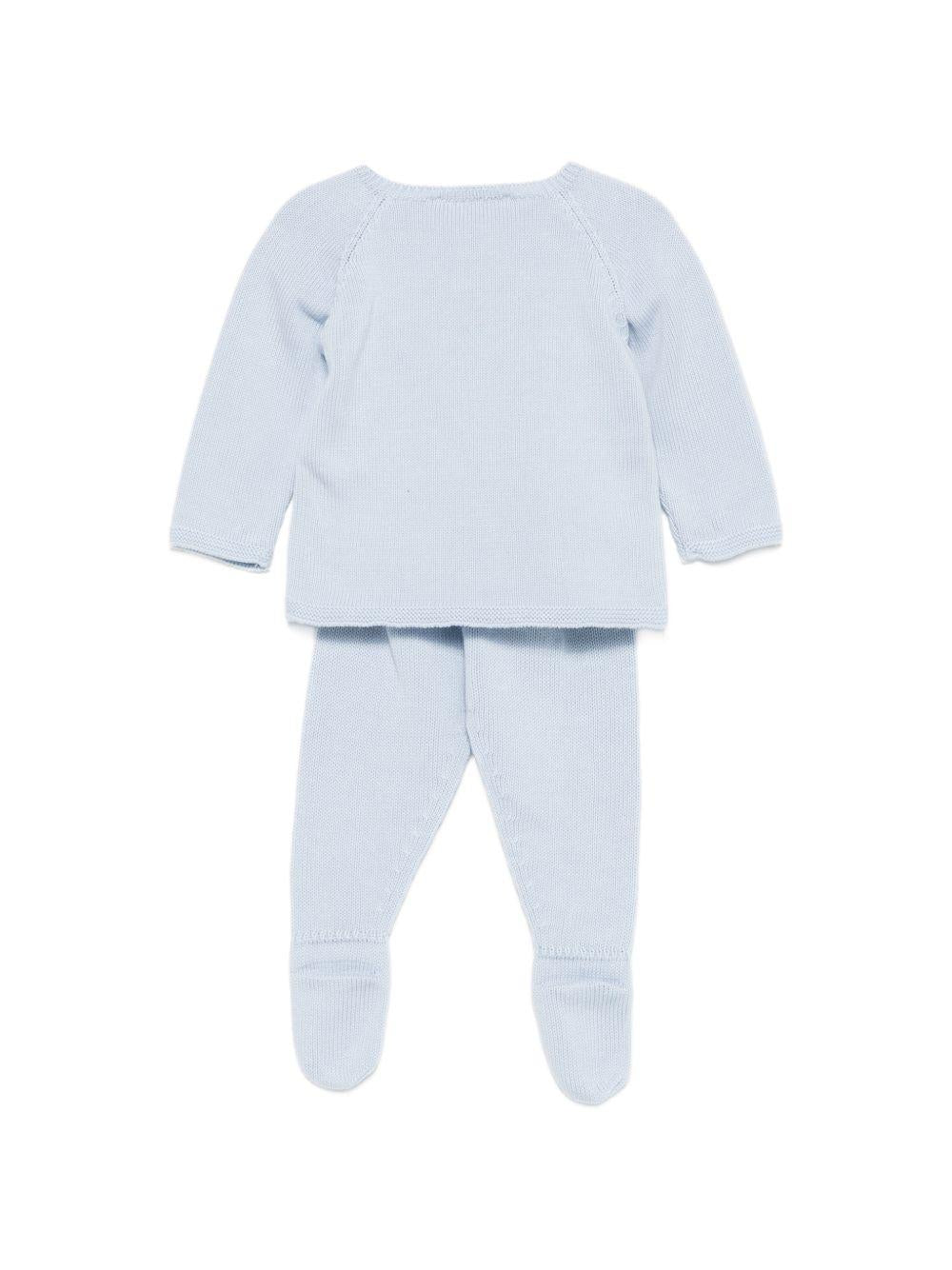 Set due pezzi con copertina e berretto per neonato Paz Rodriguez azzurro con trama in maglia 303-123189 801 PaZ RODRIGUEZ KIDS