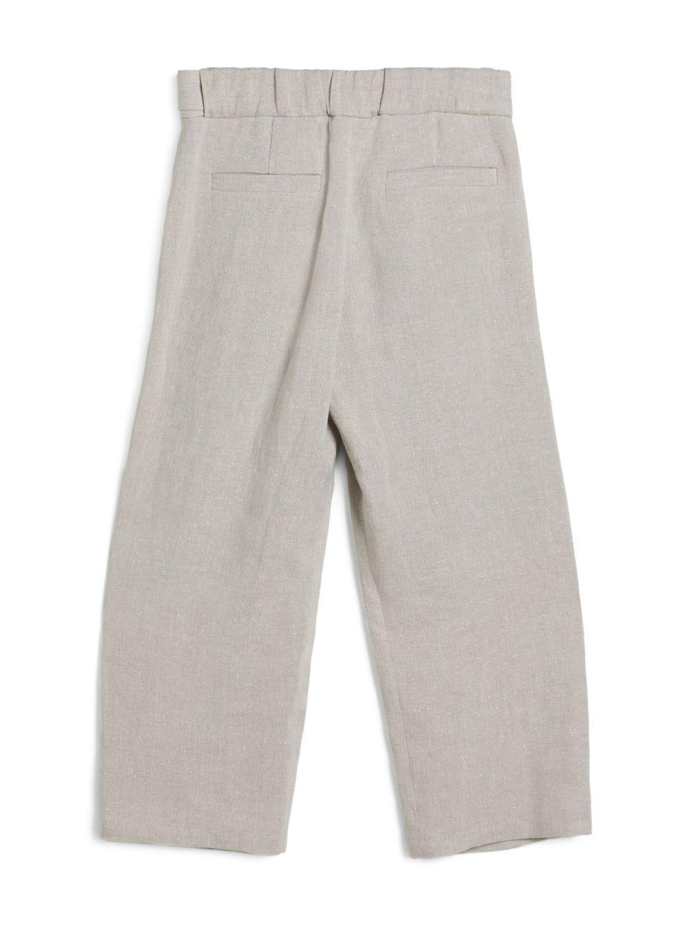 Pantaloni per bambino Brunello Cucinelli Kids beige con piega BH547S284 C169 BRUNELLO CUCINELLI KIDS