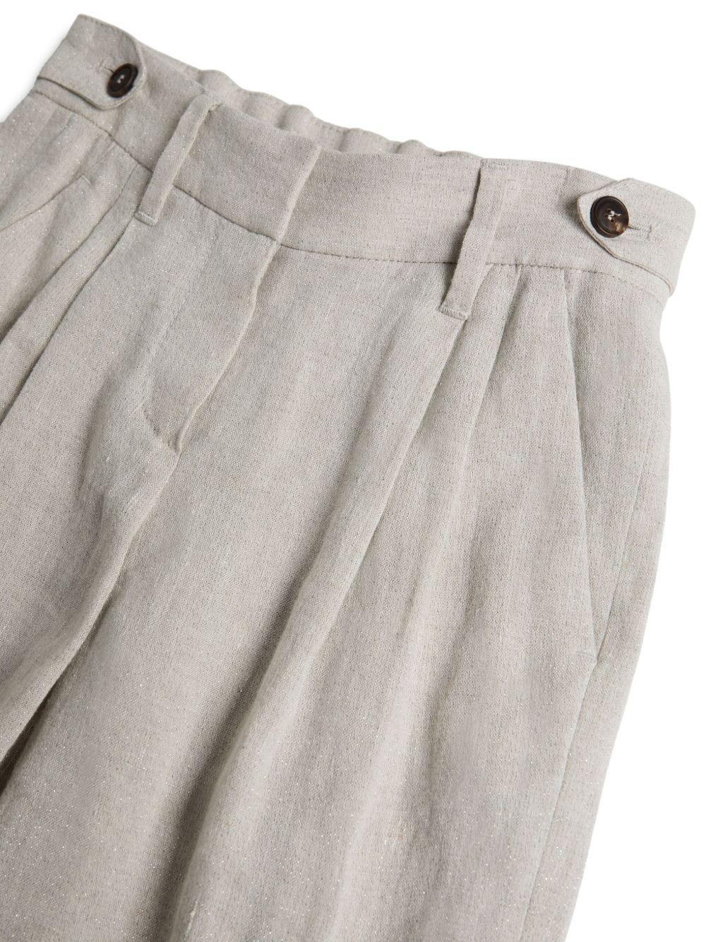Pantaloni per bambino Brunello Cucinelli Kids beige con piega BH547S284 C169 BRUNELLO CUCINELLI KIDS