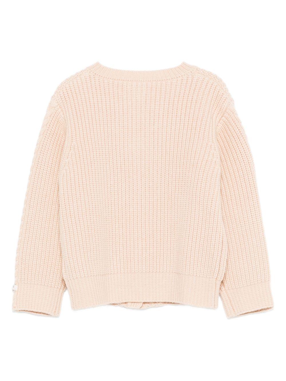 Cardigan per bambina Donsje beige con bottoni e motivo a trecce 4101000 00099 DONSJE