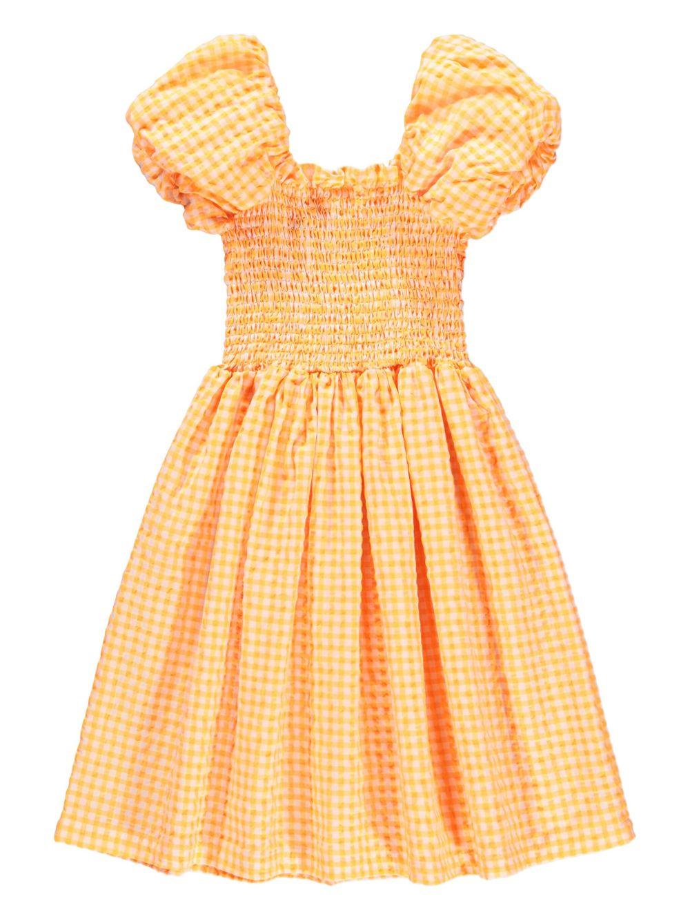 Abito Cherisla per bambina Molo arancione con corsetto con punto smock 2S26E138 9490 MOLO KIDS