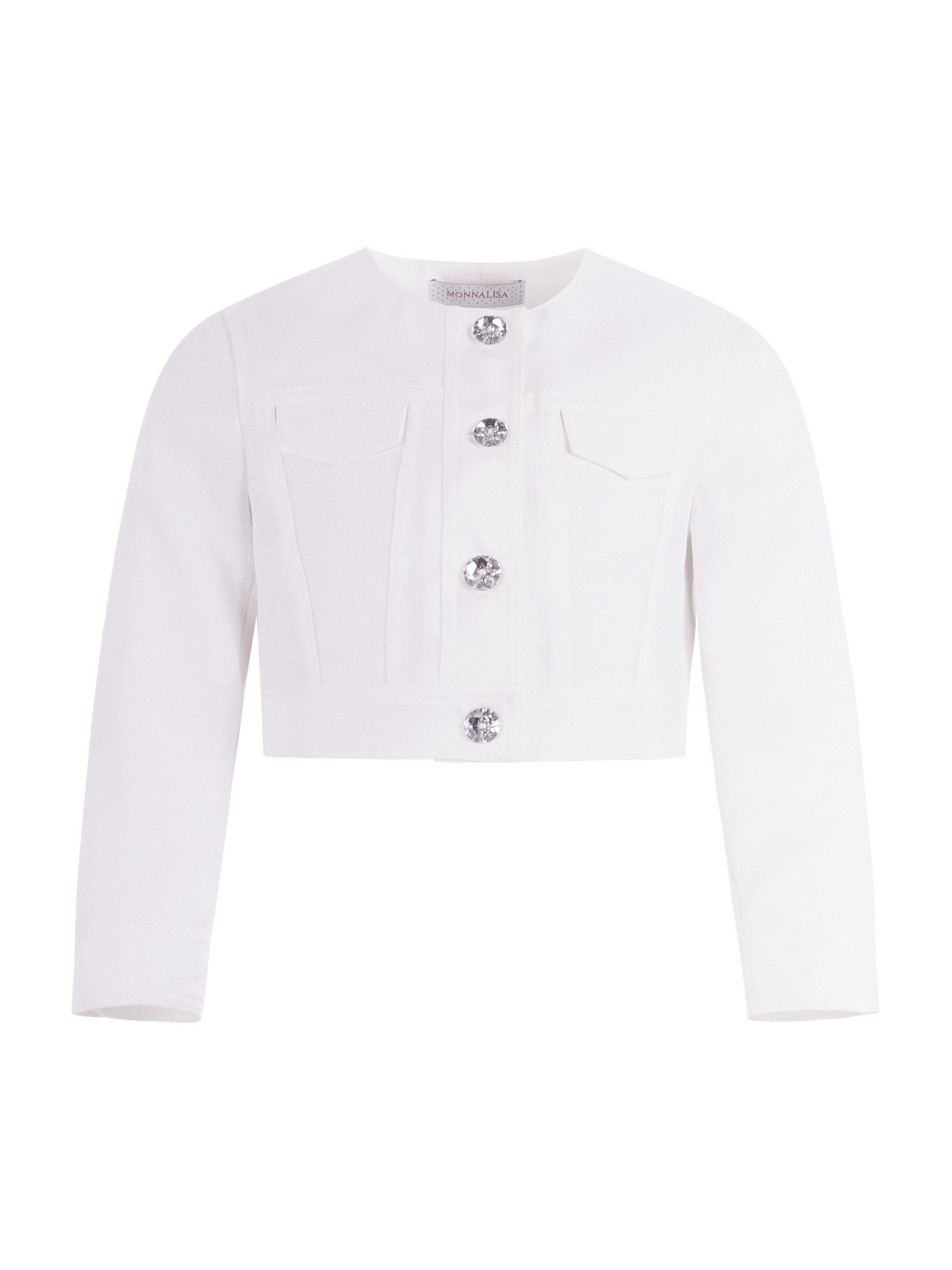 Giacca per bambina Monnalisa bianca con taschino 71G104 7124 0001 MONNALISA KIDS