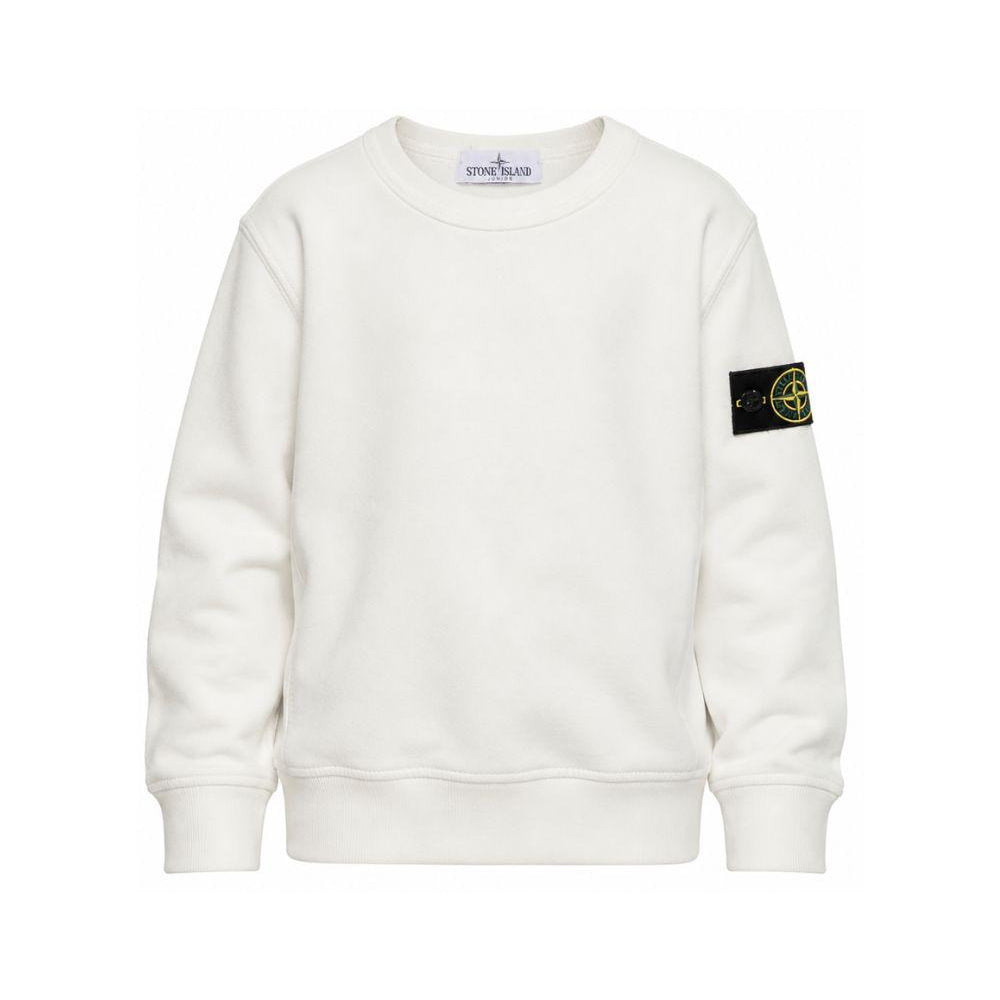 Felpa per bambino Stone Island Kids bianco con applicazione sulla manica L2S166100001S0A20 V0001 STONE ISLAND KIDS