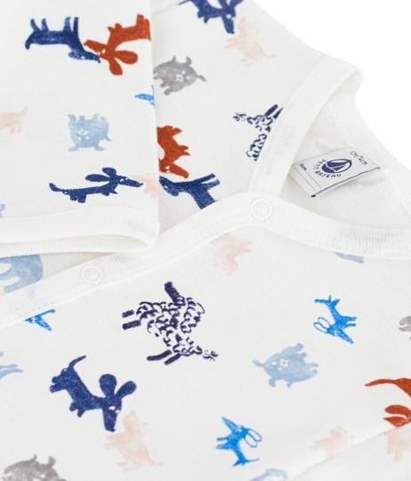 Tutina per neonati Petit Bateau bianca con stampa grafica animali all-over A0FAV 01 PETIT BATEAU