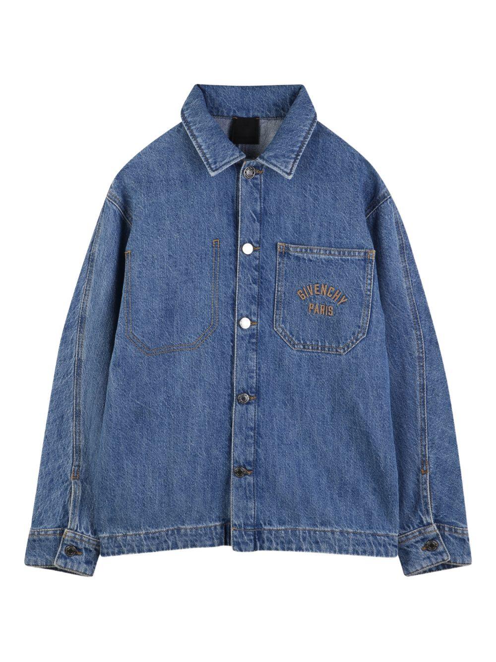 Camicia per bambino Givenchy Kids in denim con taschino e logo H31212 Z25 GIVENCHY KIDS