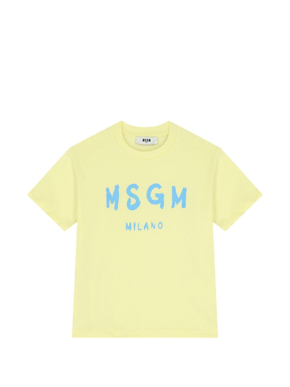 T-shirt per bambini MSGM Kids gialla con stampa logo S6MSJUTH001 MS075 MSGM KIDS