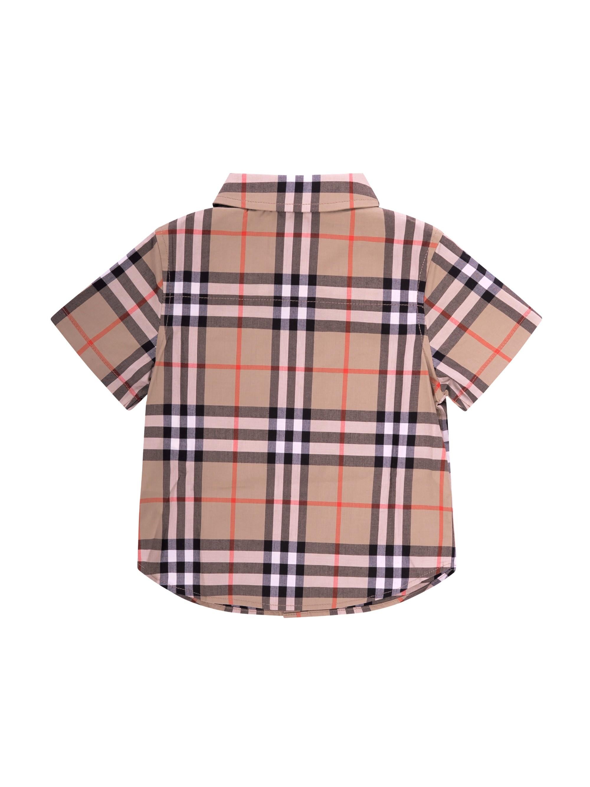 Camicia neonato Burberry Kids beige con motivo a quadri 8121244 B9368 BURBERRY KIDS