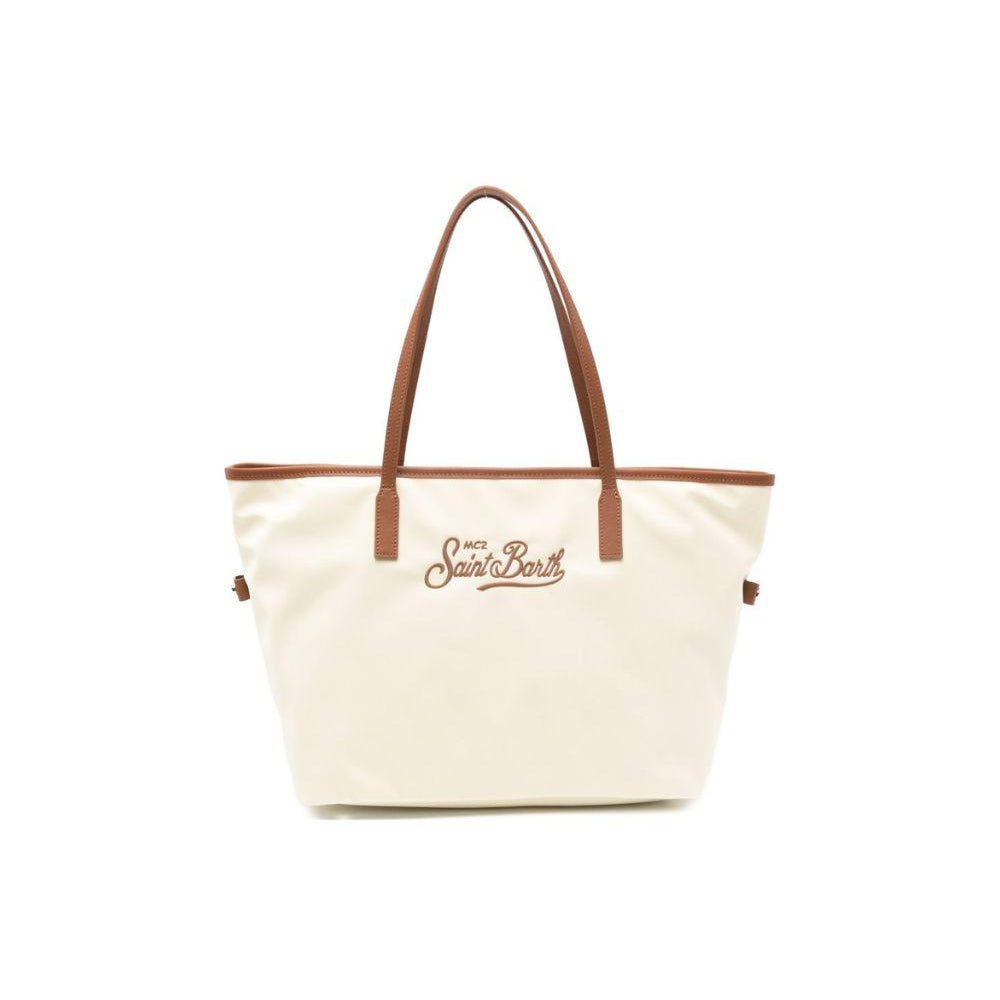 Borsa tote Lou MC2 Saint Barth beige con logo ricamato CB0002 01818L MC2 ST. BARTH KIDS