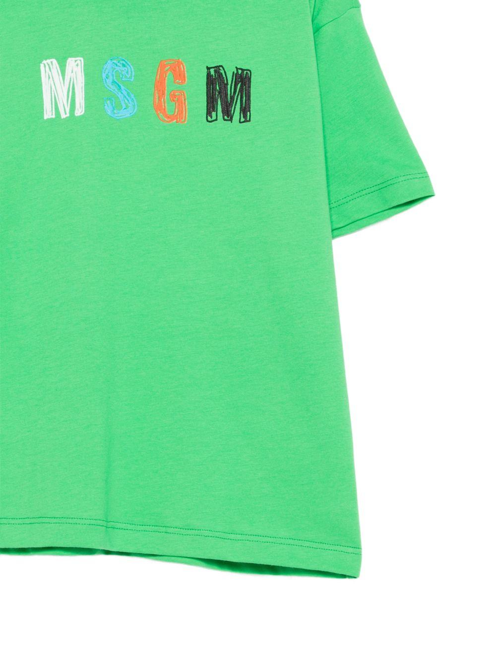 T-shirt per bambino MSGM Kids verde con stampa grafica S6MSJBTH232 MS006 MSGM KIDS