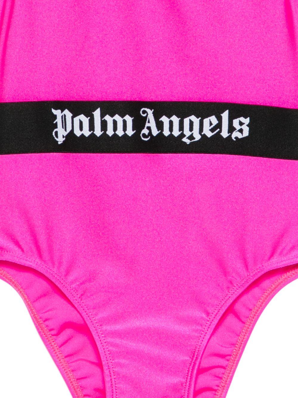 Costume da bagno per bambina Palm Angels Kids fucsia con stampa logo PGFC002S26JER001 044 PALM ANGELS KIDS