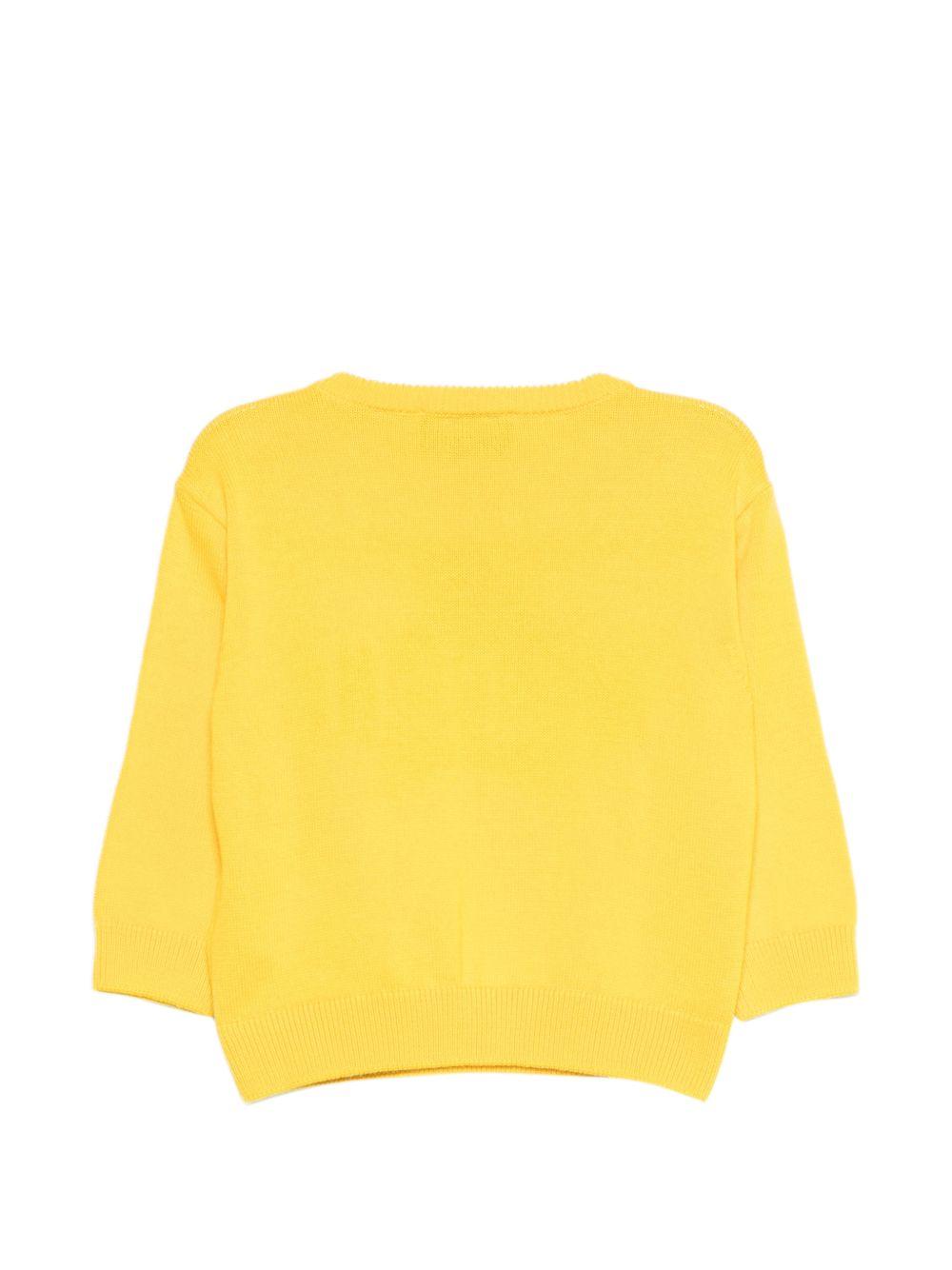 Maglione per neonati Moschino Kids gialli con Teddy ricamato sul davanti M8W00JLHE62 50577 MOSCHINO KIDS