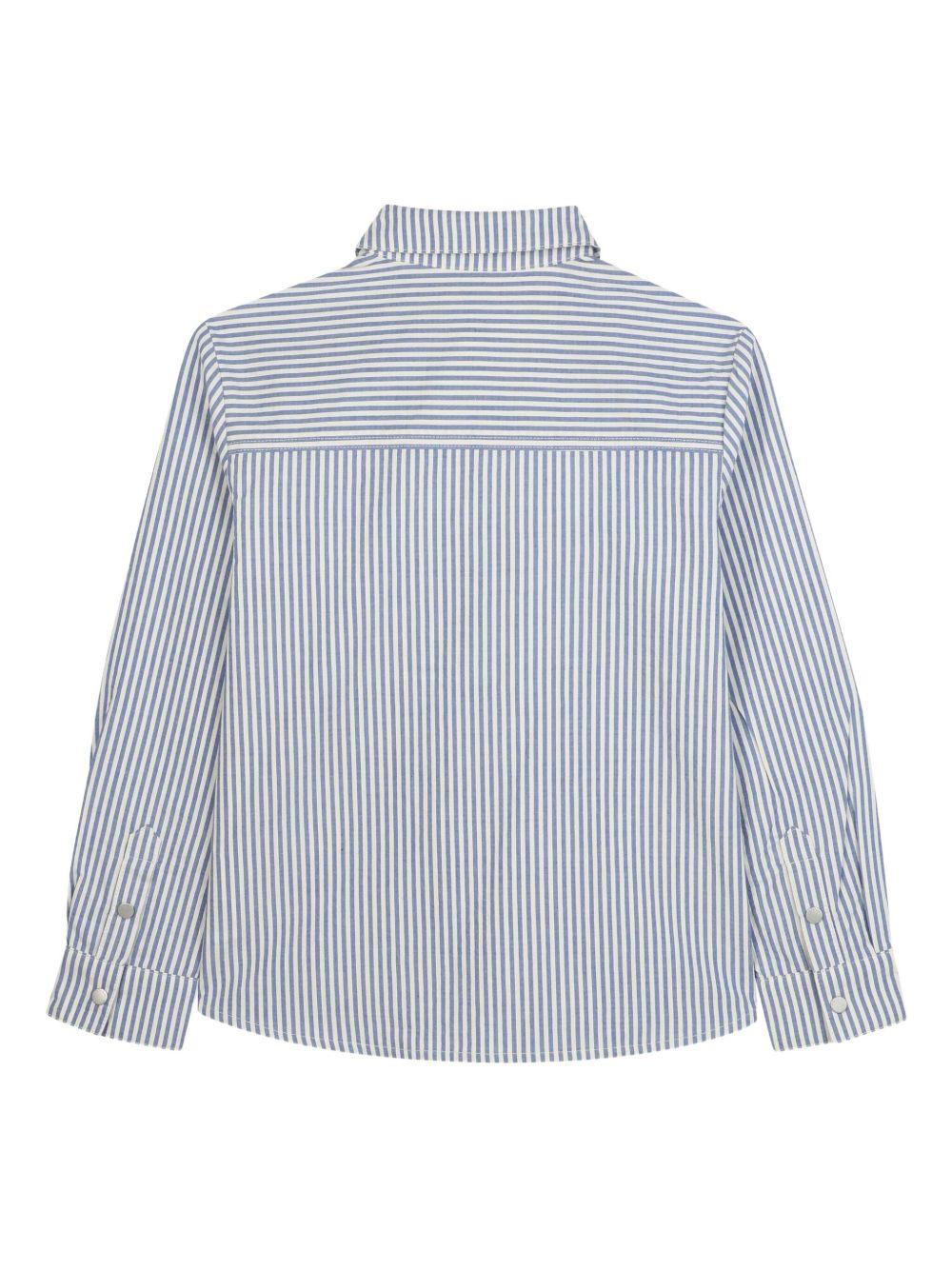 Camicia per bambino Kenzo Kids blu a righe con applicazione K61400 780 KENZO KIDS