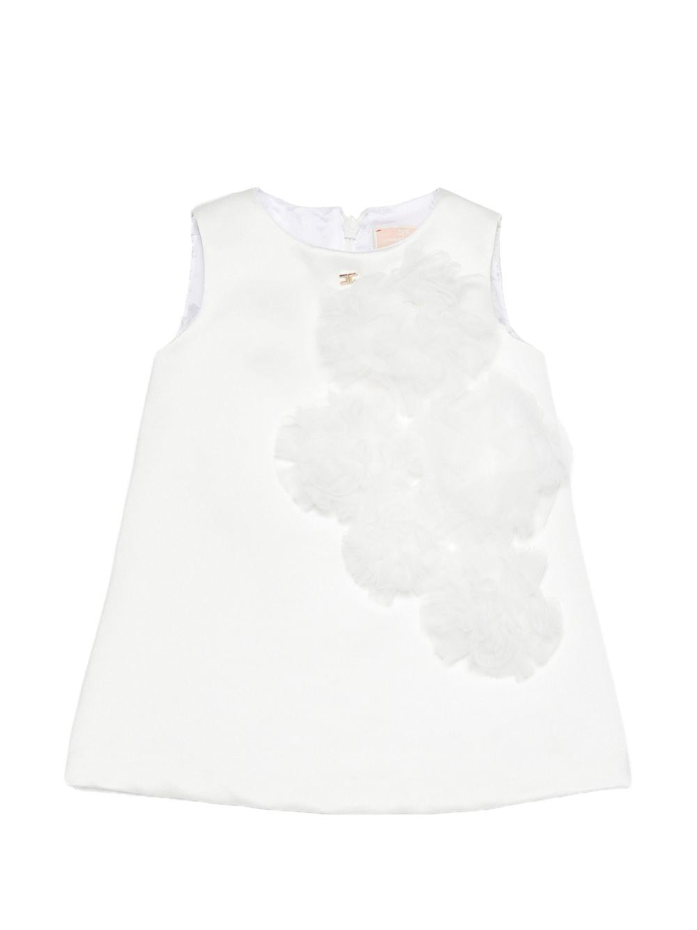 Abito per neonata Elisabetta Franchi La Mia Bambina bianco con applicazione floreale EGAB2330RA016 0004 ElISABETTA FRANCHI KIDS