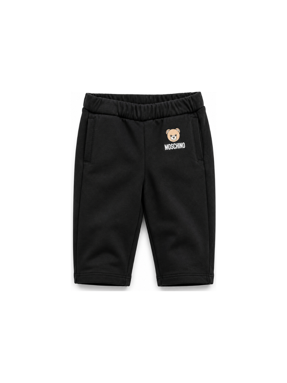 Pantaloni per neonati Moschino Kids neri con motivo Teddy Bear MUP05XLCA92 60100 MOSCHINO KIDS