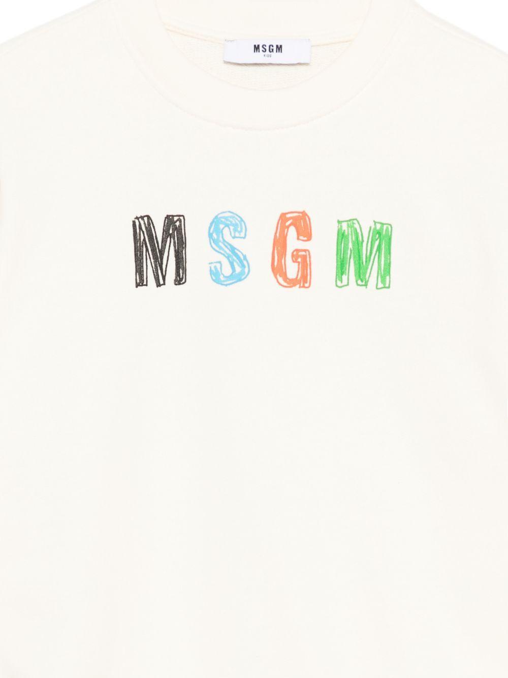 Felpa per bambini MSGM Kids bianca con logo sul davanti S6MSJBSW237 013 MSGM KIDS