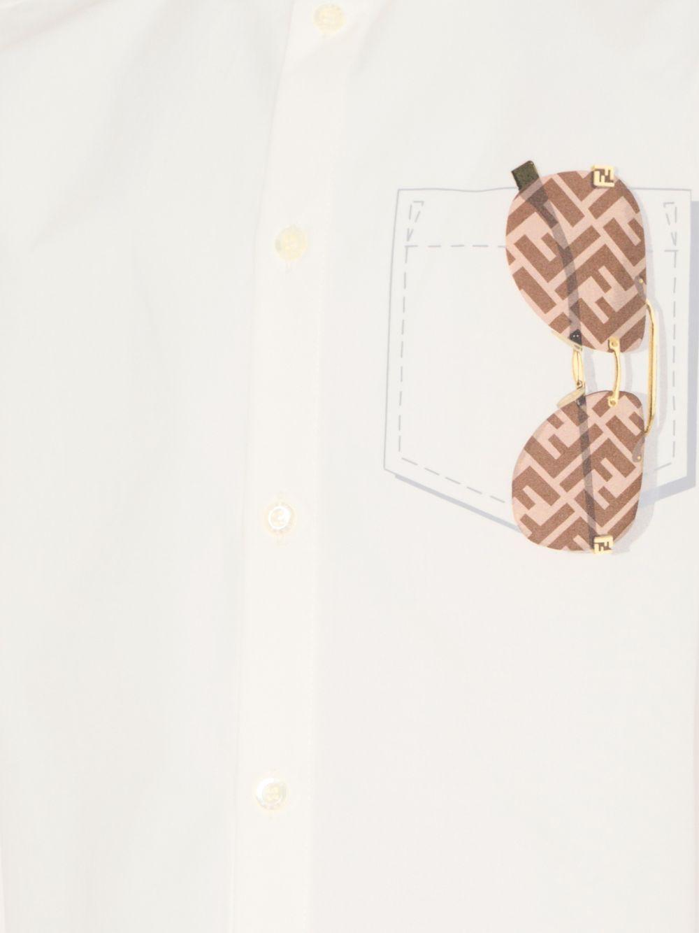 Camicia per bambino Fendi Kids bianca con stampa grafica sul davanti JMC203 AEXZ F0TU9 FENDI KIDS