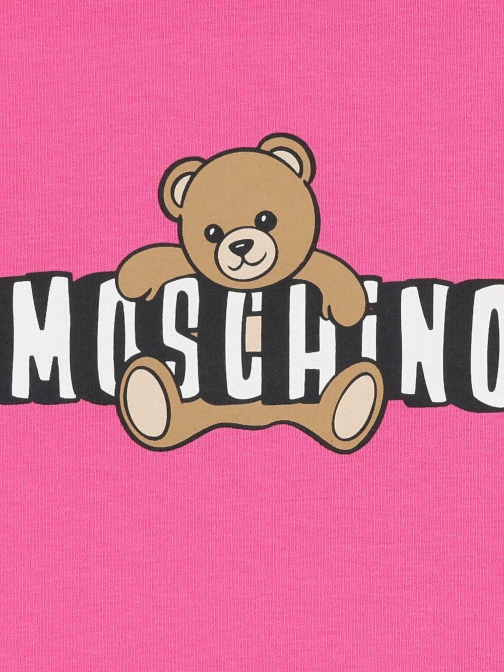 Set t-shirt e shorts per bambina Moschino Kids fucsia con stampa Teddy Bear HAG01HLBA00 50533 MOSCHINO KIDS