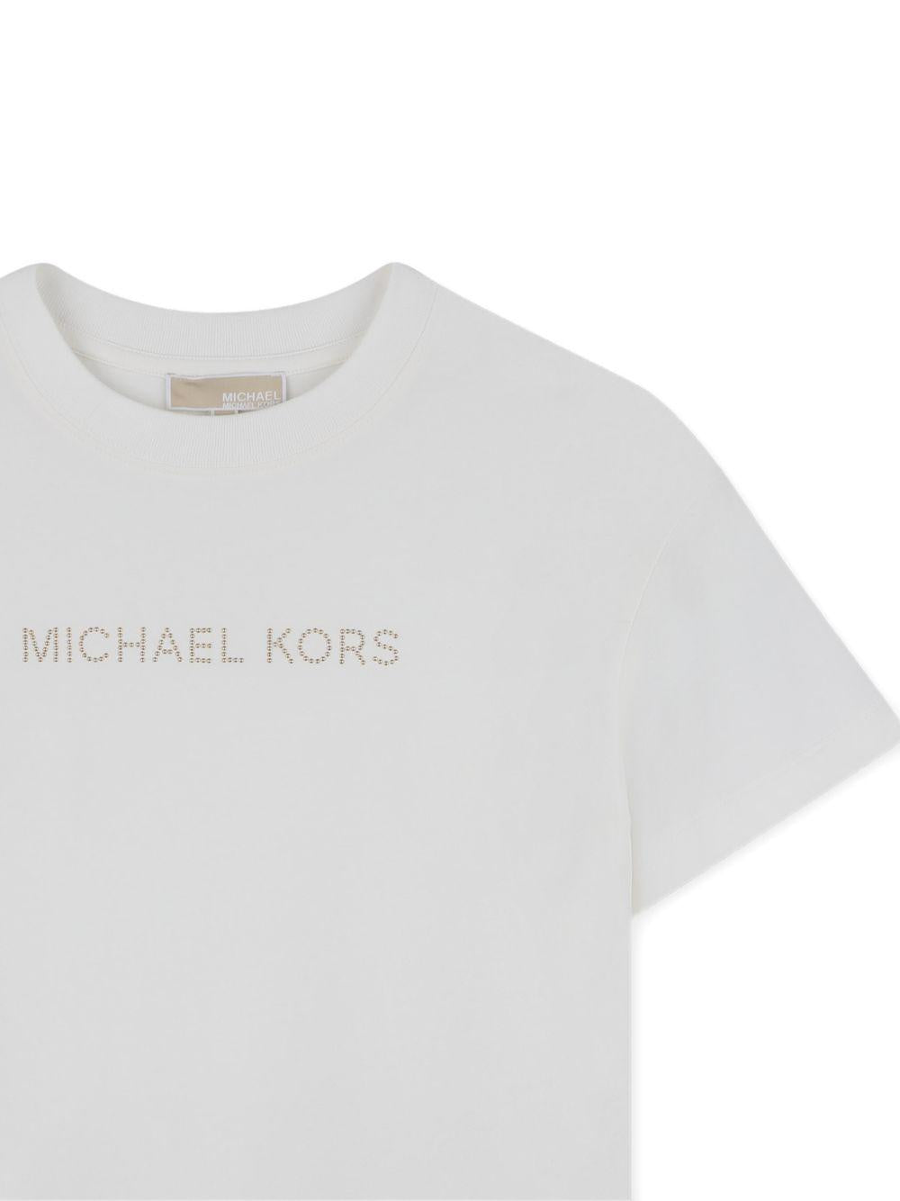 T-shirt per bambina Michael Kors Kids bianca con dettaglio logo R30602 117 MICHAEL KORS KIDS