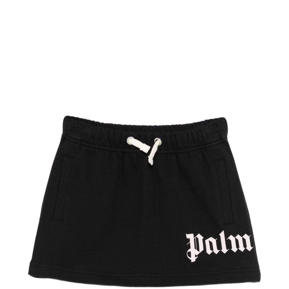 Gonna per bambina Palm Angels Kids nera con stampa logo PGCK001S26FLE001 110 PALM ANGELS KIDS